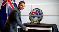 Kash Patel cuts the ribbon at the official opening of the FBI office in Wellington, New Zealand