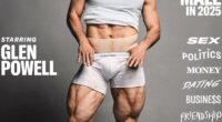 Glen Powell Flaunts Bulging Body in Massive Muscle Suit for 'GQ' Cover