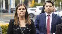 Brittany Higgins arrives at ACT supreme court with fiance David Sharaz