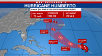 Humberto becomes a hurricane; chances of second system increase