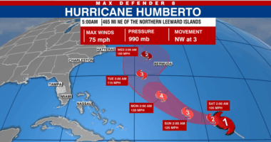 Humberto becomes a hurricane; chances of second system increase