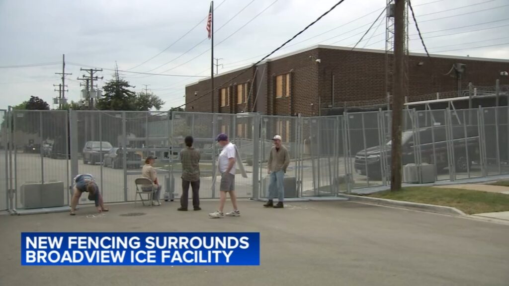 ICE Chicago Operation Midway Blitz: Fencing put up outside Broadview ICE facility after protests