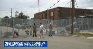 ICE Chicago Operation Midway Blitz: Fencing put up outside Broadview ICE facility after protests