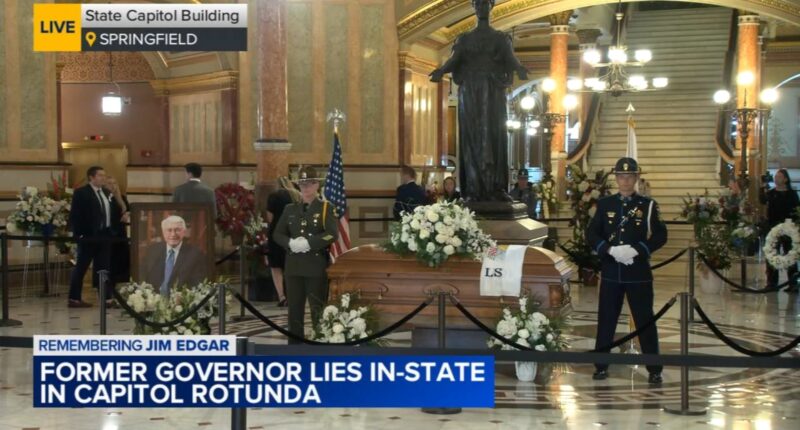 Jim Edgar funeral: Late former Republican governor lies in state at Illinois State Capitol Building rotunda in Springfield