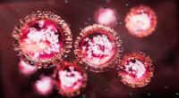 Measles morbillivirus structure - 3d rendered image. Abstract background.