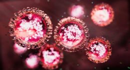 Measles morbillivirus structure - 3d rendered image. Abstract background.