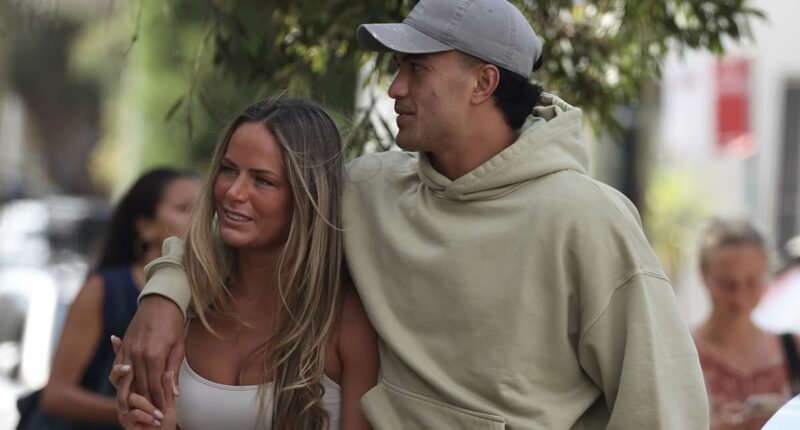 Move over Mary and Nathan! Australia's new power couple, Wallabies superstar Joseph-Aukuso Suaalii and rising netballer Audrey Little step out for Bondi lunch date
