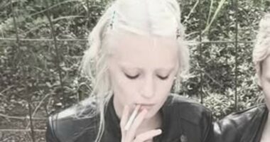 Naomi Watts' daughter,16, puffs on a cigarette in New York