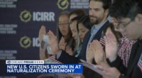 New US citizens sworn in during naturalization ceremony at Instituto del Progreso Latino in Chicago