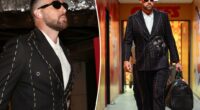 Newly engaged Travis Kelce rocks custom suit to Chiefs season opener in Brazil