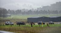 Police searching operation takes place at the Porepunkah Airfield on Sunday afternoon. 7 September 2025. Photo: Eddie Jim.