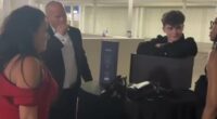 Owen Cooper joins his parents in the smoking area after scooping Emmy