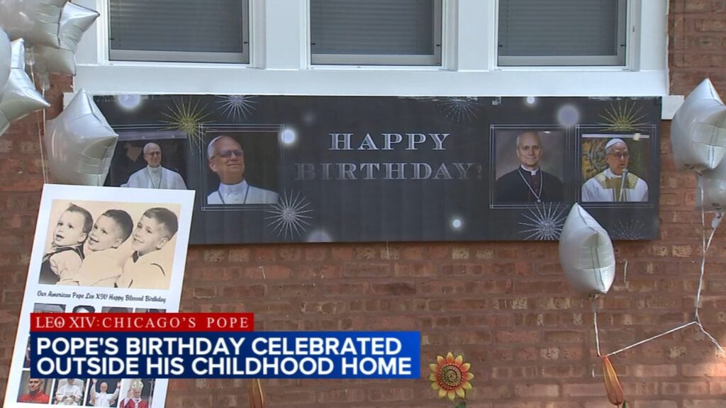 Pope Leo XIV birthday: Pontiff gets Portillo's cake for 70th; party held outside his childhood home on 141st Street in Dolton, IL