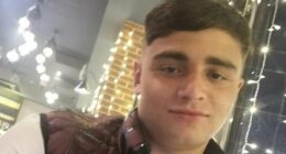 Thug who beat his girlfriend so bad she lost her unborn child is jailed - and was seen smiling as he was led to the cells