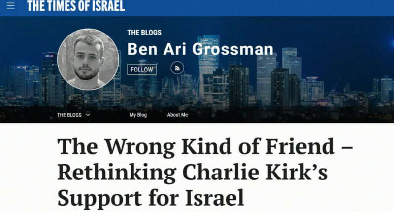 Top Israeli Newspaper 'Times of Israel' Trashes Charlie Kirk