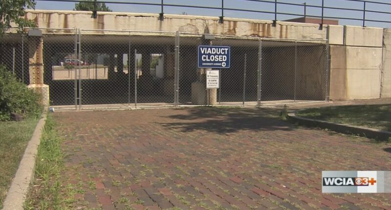 Viaduct walkway in Champaign may get permanent fence