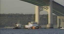 A search crew and divers recovered the body and car of Leslie Pluhar on Sept. 30, 1989, eight days after her vehicle plunged 170 feet off the Mackinac Bridge and into the Straits of Mackinac. (WOOD TV8 file/Courtesy WDIV)