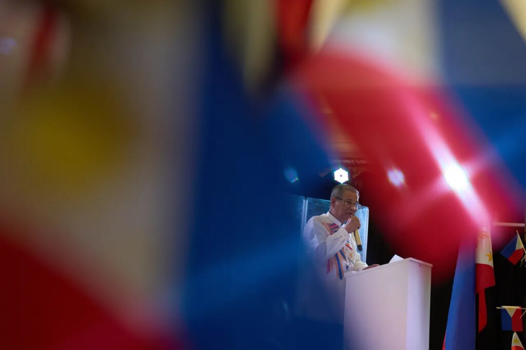 Bernie Benito speaks during a celebration for the designation of Filipino Town as a Clark County Cultural District, Thursday, Oct. 9, 2025, in Las Vegas. (AP Photo/John Locher)