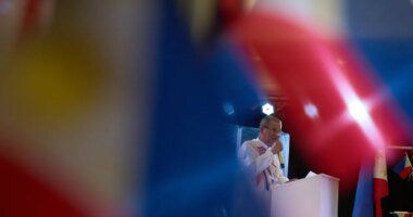 Bernie Benito speaks during a celebration for the designation of Filipino Town as a Clark County Cultural District, Thursday, Oct. 9, 2025, in Las Vegas. (AP Photo/John Locher)