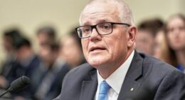 Former Australian Prime Minister Scott Morrison testifies during a House Select Committee on China hearing at the on Capitol Hill, Wednesday, July 23, 2025, in Washington. (AP Photo/Mariam Zuhaib)