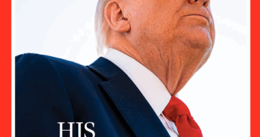 US President D﻿onald Trump on the cover of Time magazine.