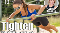 Sporty young female working out calisthenics in an outdoor gym using parallel bars. Beautiful blonde girl with braids works out outdoors doing push-ups on an elevated bar. 3 Chair Moves That Tighten and Tone Arm ‘Bat Wings’ in 30 Days After 45. Cover