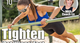 Sporty young female working out calisthenics in an outdoor gym using parallel bars. Beautiful blonde girl with braids works out outdoors doing push-ups on an elevated bar. 3 Chair Moves That Tighten and Tone Arm ‘Bat Wings’ in 30 Days After 45. Cover
