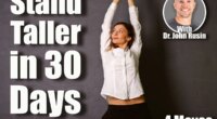 Young brunette woman in white shirt raises hands on dark background. 4 Classic Standing Exercises That Fix Your Posture in 30 Days After 40. Cover