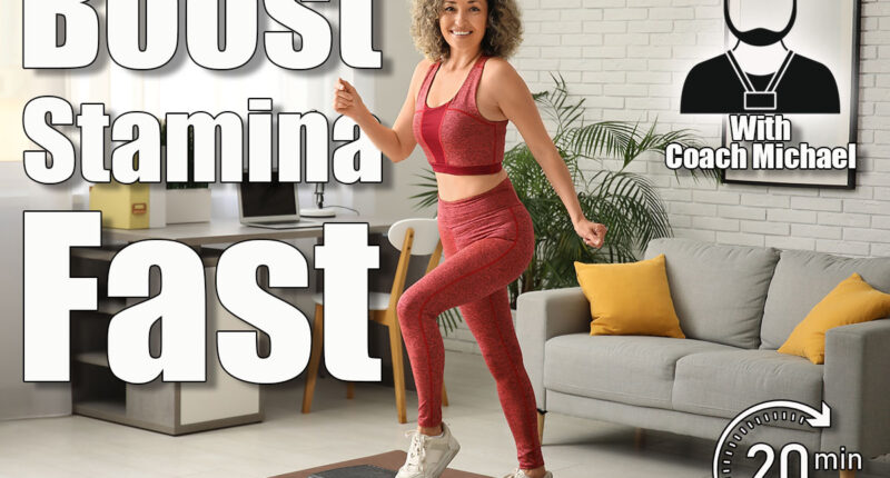 Happy mature sporty woman training with stepper at home. 4 Most Effective Exercises To Increase Your Stamina After 50. Cover
