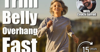 Happy beautiful smiling senior woman in sports clothes running on a city street during her outdoor fitness workout in the summer. Old age, healthy lifestyle, exercise concept. 4 Standing Exercises That Trim Belly Overhang Faster Than Crunches. Cover