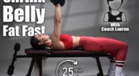 Athletic young fitness model woman in red gym outfit doing chest workout with dumbbells on incline bench. 5 Classic Exercises That Melt Belly Fat Faster Than Cardio After 50. Cover