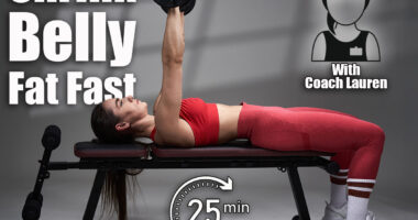 Athletic young fitness model woman in red gym outfit doing chest workout with dumbbells on incline bench. 5 Classic Exercises That Melt Belly Fat Faster Than Cardio After 50. Cover