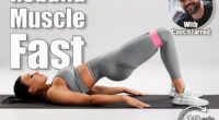 Athletic girl doing glute bridge exercise with resistance band on gray background. Fitness woman working out. 5 Daily Bodyweight Exercises That Reverse Muscle Loss Faster Than Weights After 45. Cover