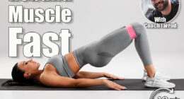 Athletic girl doing glute bridge exercise with resistance band on gray background. Fitness woman working out. 5 Daily Bodyweight Exercises That Reverse Muscle Loss Faster Than Weights After 45. Cover