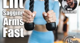 Woman doing pushdowns with rope for triceps at the gym closeup. 5 Standing Exercises That Lift Sagging Arms Better Than Dumbbells After 45. Cover
