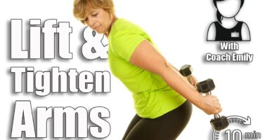 Mature woman lifting weights on a white background. 5 Triceps Exercises That Lift Sagging Arms After 50 (At Home). Cover