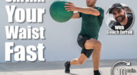 Working out man training legs and core ab workout doing lunge twist exercise with medicine ball weight. Gym athlete doing lunges and torso rotations for abs training. 6 Standing Core Exercises That Shrink Your Waist Faster Than Crunches After 50 (No Floor). Cover