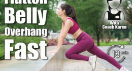 Asian sportswoman performing incline push ups using a concrete border in a green park. 6 Standing Exercises That Flatten Belly Overhang Better Than Cardio After 50. Cover