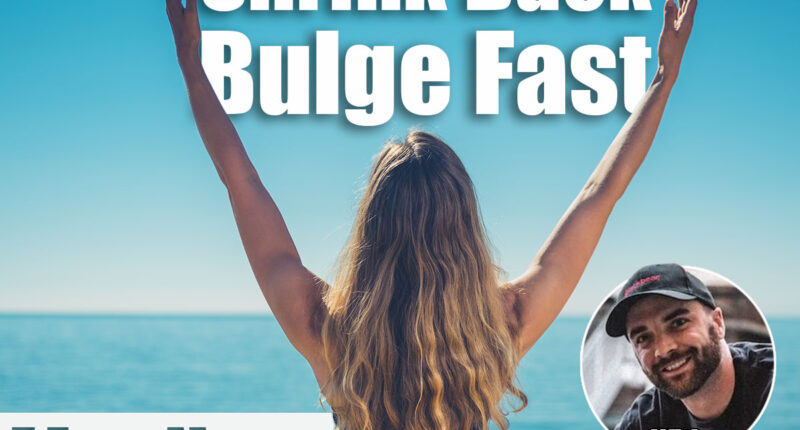 A young woman is sitting on the beach with her arms raised up in the air. 7 Standing Exercises That Shrink Back Bulge in 30 Days After 40 (No Equipment). Cover