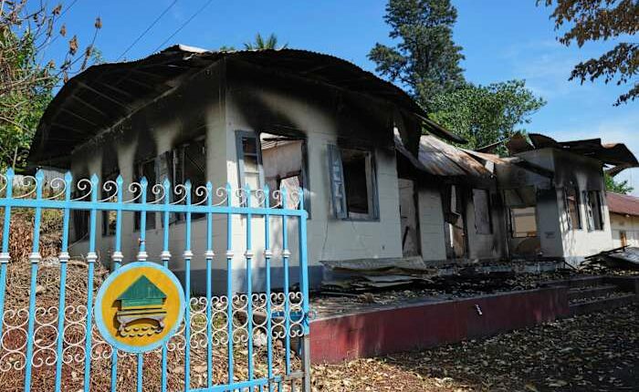 A Myanmar town lies in shambles as both sides in civil war vie for control