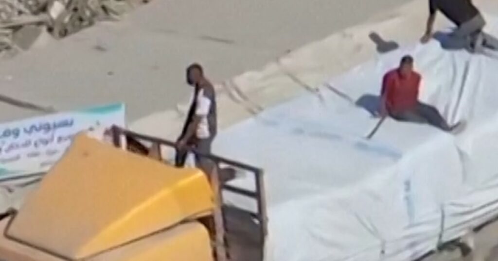 Aid truck drives through Gaza after hostage release