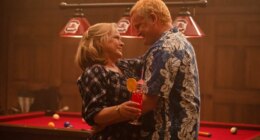 This image released by Hulu shows Patricia Arquette, left, and Jason Clarke in a scene from the limited series