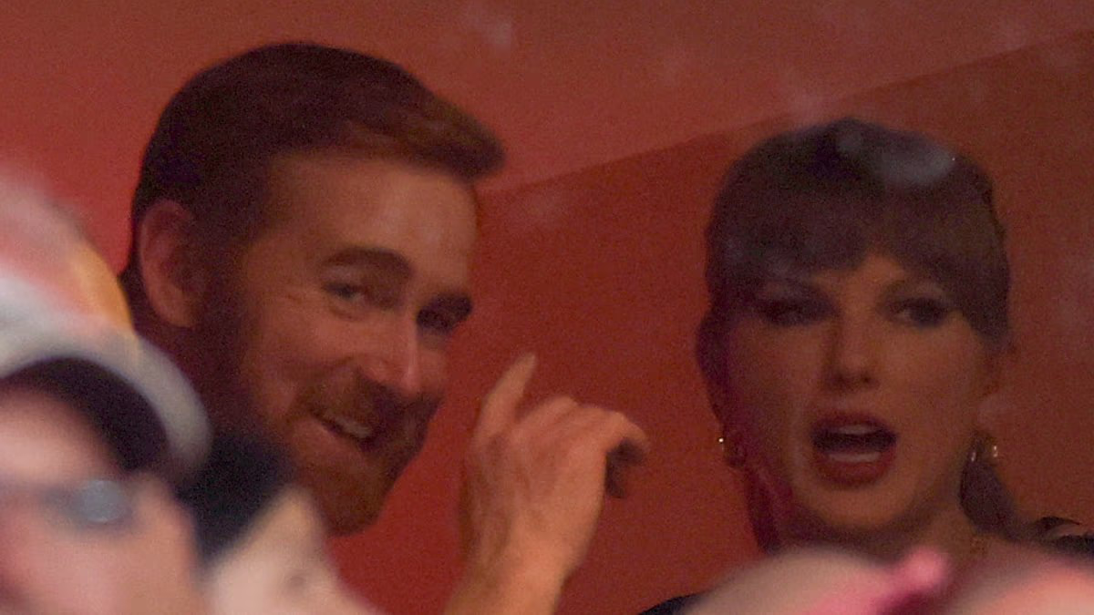 Andrew Santino spotted chatting to Taylor Swift at Chiefs game... a month after being slammed for 'dissing' singer with wedding comment