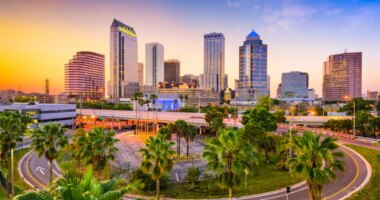 Busy day for traffic in Downtown Tampa on Saturday