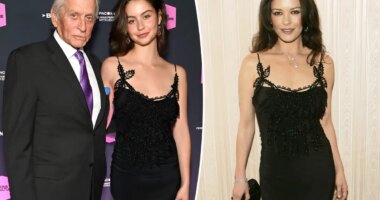 Catherine Zeta-Jones’ lookalike daughter wears her iconic black slip dress 20 years later