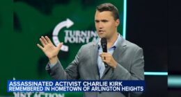 Charlie Kirk, assassinated conservative activist, remembered with day-long vigil in hometown of Arlington Heights, Illinois