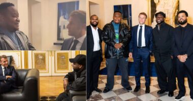 Cubana Chief Priest hails Davido as he meets president of France