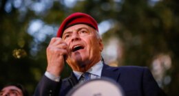FILE - New York City Republican mayoral candidate Curtis Sliwa speaks during a New York Young Republicans Club vigil for Charlie Kirk at Madison Square Park on Friday, Sept. 12, 2025, in New York. (AP Photo/Kena Betancur,File)