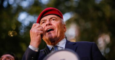 FILE - New York City Republican mayoral candidate Curtis Sliwa speaks during a New York Young Republicans Club vigil for Charlie Kirk at Madison Square Park on Friday, Sept. 12, 2025, in New York. (AP Photo/Kena Betancur,File)