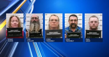 Tifany Adams, Tad Culllum, Cora Twombly, Cole Twombly, and Paul Grice (Courtesy: Texas County Sheriff's Office)